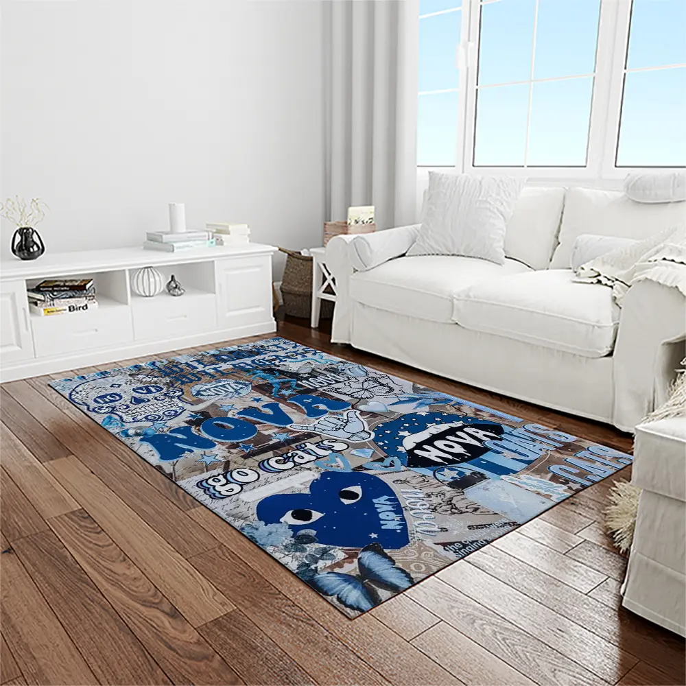 NCAA Villanova Wildcats Sport Basketball And Foolball Team Logo Rectangle Area Rug VW06