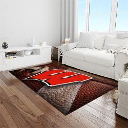 NCAA Wisconsin Badgers College Sport Basketball And Foolball Team Logo Rectangle Area Rug WB02