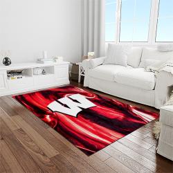 NCAA Wisconsin Badgers College Sport Basketball And Foolball Team Logo Rectangle Area Rug WB04