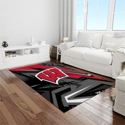 NCAA Wisconsin Badgers College Sport Basketball And Foolball Team Logo Rectangle Area Rug WB05