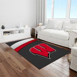 NCAA Wisconsin Badgers College Sport Basketball And Foolball Team Logo Rectangle Area Rug WB14