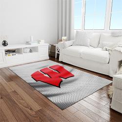 NCAA Wisconsin Badgers College Sport Basketball And Foolball Team Logo Rectangle Area Rug WB15