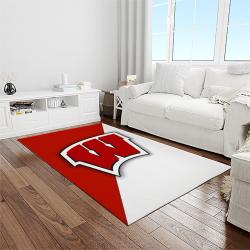 NCAA Wisconsin Badgers College Sport Basketball And Foolball Team Logo Rectangle Area Rug WB16