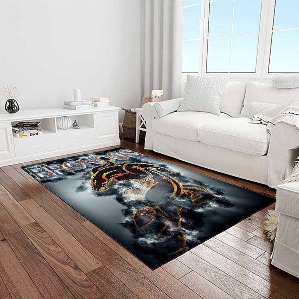 NFL Denver Broncos Football Team Logo Rectangle Area Rug DB16