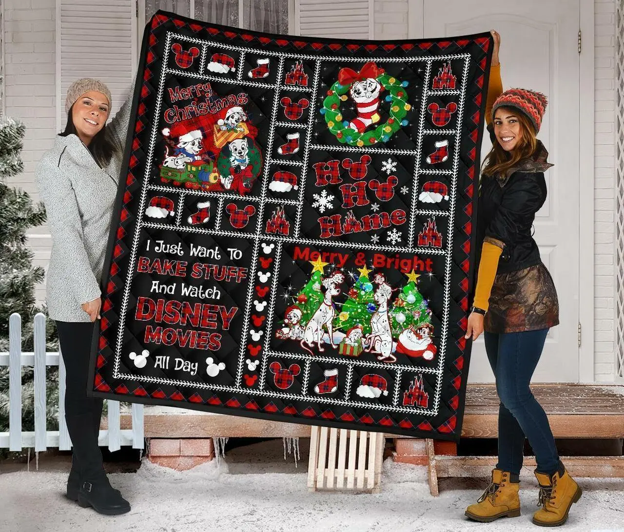 101 Dalmatian Christmas Funny Gift Disney Fan Quilt and Home Decor