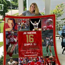 13 Years Of Joe Montana San Francisco 49Ers Quilt Blanket Great Customized Blanket Gifts For Birthday Christmas Thanksgiving and Home Decor