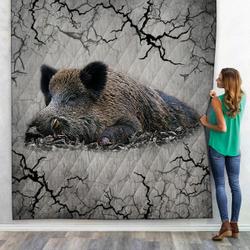 3D Boar Custom Quilt and Home Decor