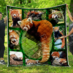 3D Red Panda In The Forest Quilt Blanket Great Customized Blanket Gifts For Birthday Christmas Thanksgiving and Home Decor