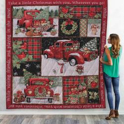 3D Red Truck Christmas Tree Custom Quilt and Home Decor