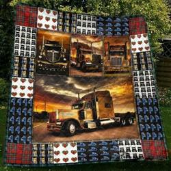 3D Truck Driver On The Road Quilt Blanket Great Customized Blanket Gifts For Birthday Christmas Thanksgiving and Home Decor