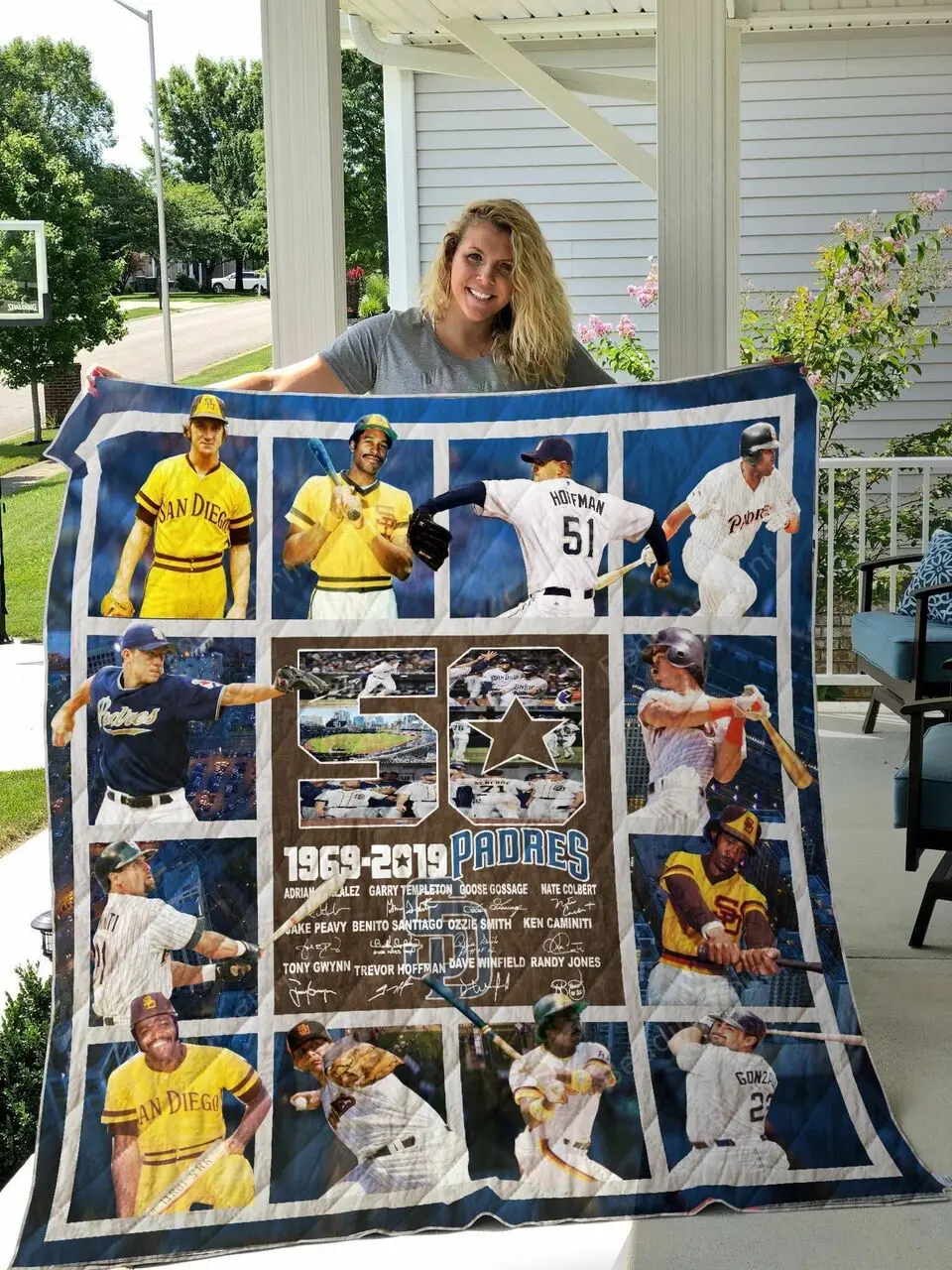 50 Years Of San Diego Padres Quilt Blanket Great Customized Blanket Gifts For Birthday Christmas Thanksgiving and Home Decor
