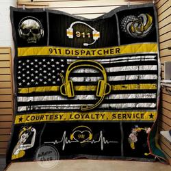 911 Dispatcher Courtesy Loyalty Service Quilt Blanket and Home Decor