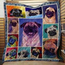 A Bc - Pug Dog Quilt Blanket and Home Decor