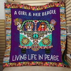 A Girl And Her Beagle Quilt and Home Decor