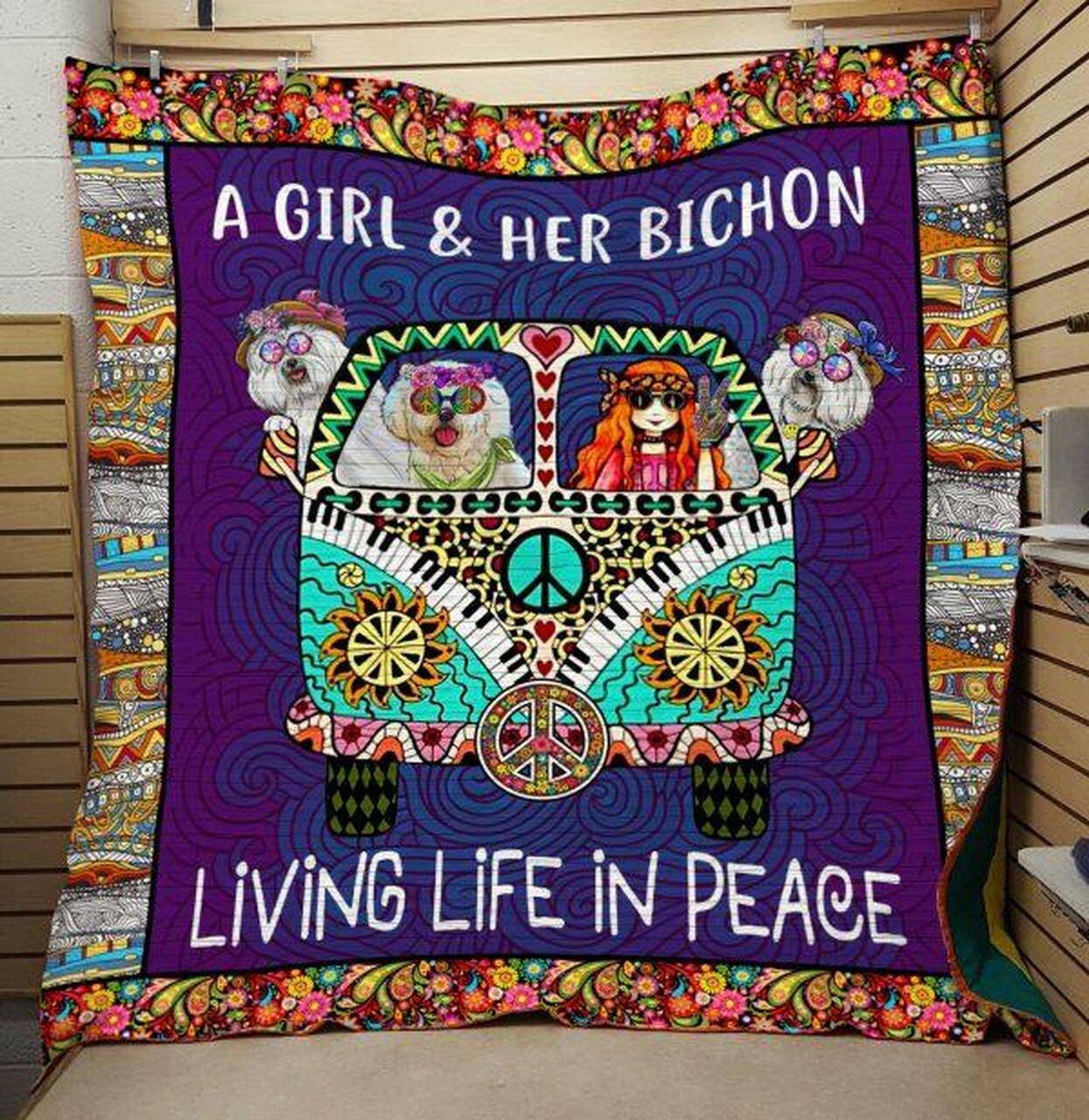 A Girl And Her Bichon Quilt and Home Decor