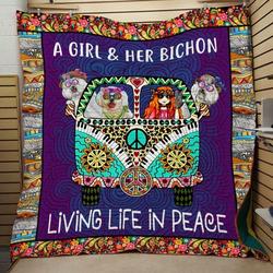 A Girl And Her Bichon Quilt and Home Decor