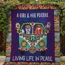 A Girl And Her Poodle Quilt Blanket  Quilt and Home Decor