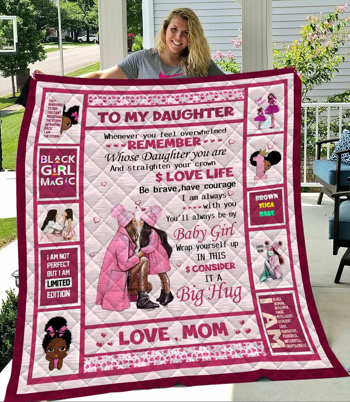 A Letter To Daughter From Black Mom Quilt Blanket Bs296 and Home Decor