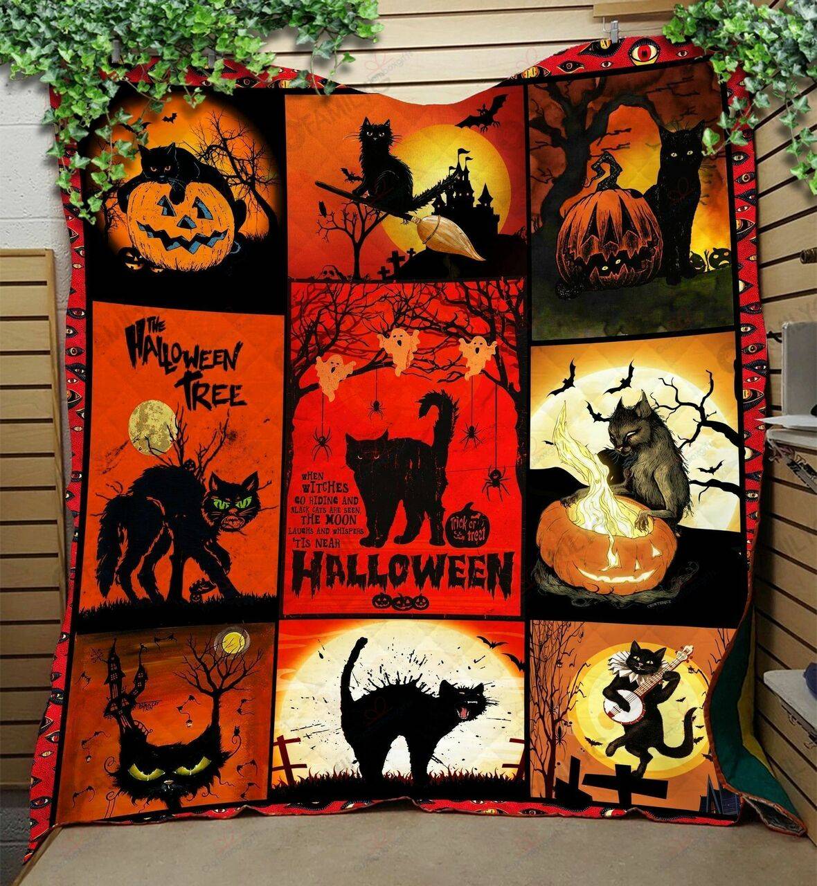 A Little Black Cat Goes With Everything Halloween KL2409003CL Quilt Blanket and Home Decor