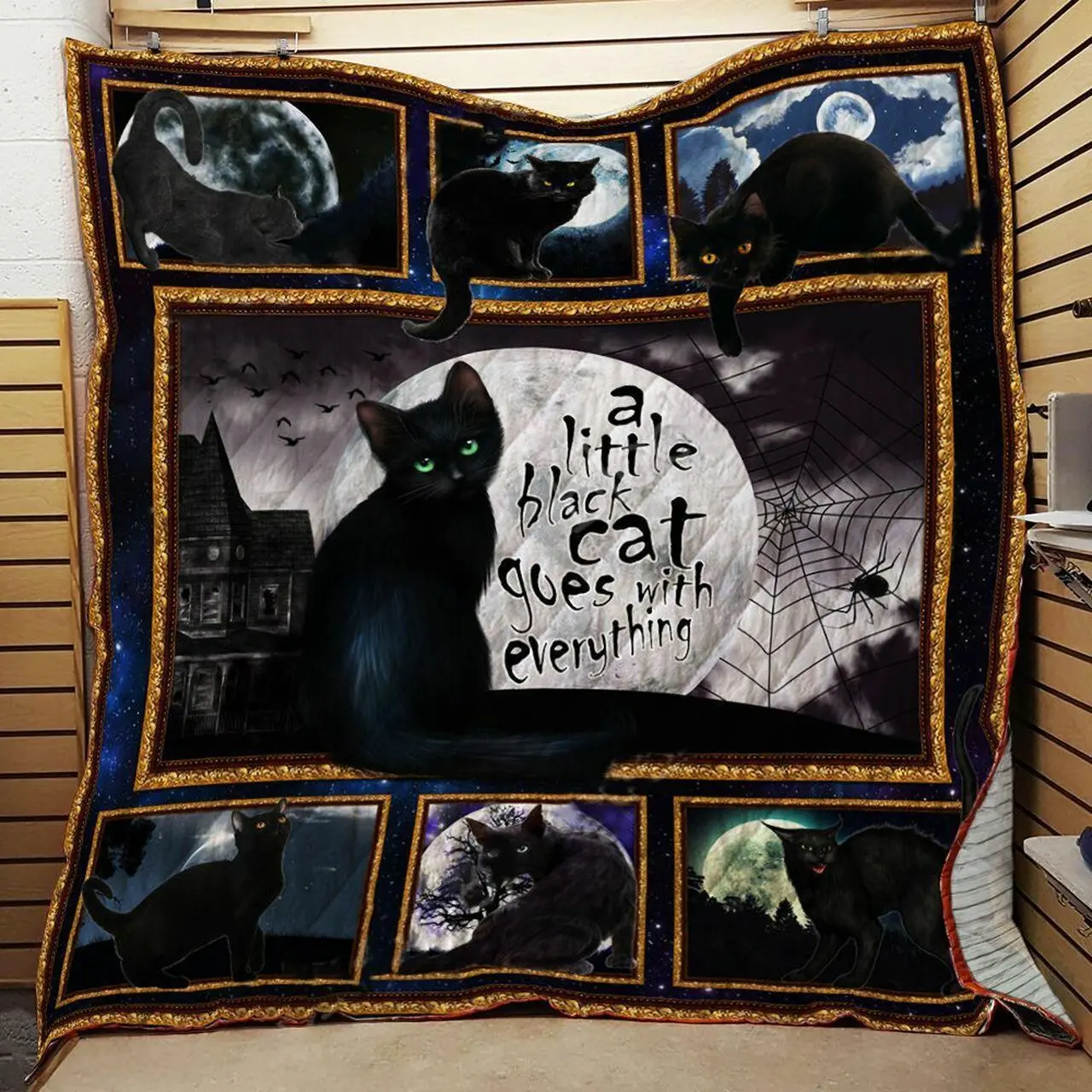 A Little Black Cat Goes With Everything Quilt Blanket ABC07111667 and Home Decor