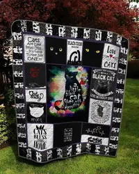 A Little Black Cat Goes With Everything Quilt Blanket Great Customized Blanket Gifts For Birthday Christmas Thanksgiving and Home Decor