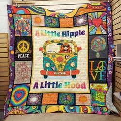 A Little Hippie A Little Hood Quilt Blanket Great Customized Blanket Gifts For Birthday Christmas Thanksgiving and Home Decor