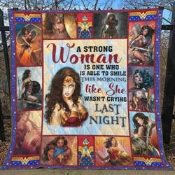 A Strong Wonder Woman Quotes Quilt Blanket All Season Plus Size Quilt Blanket and Home Decor