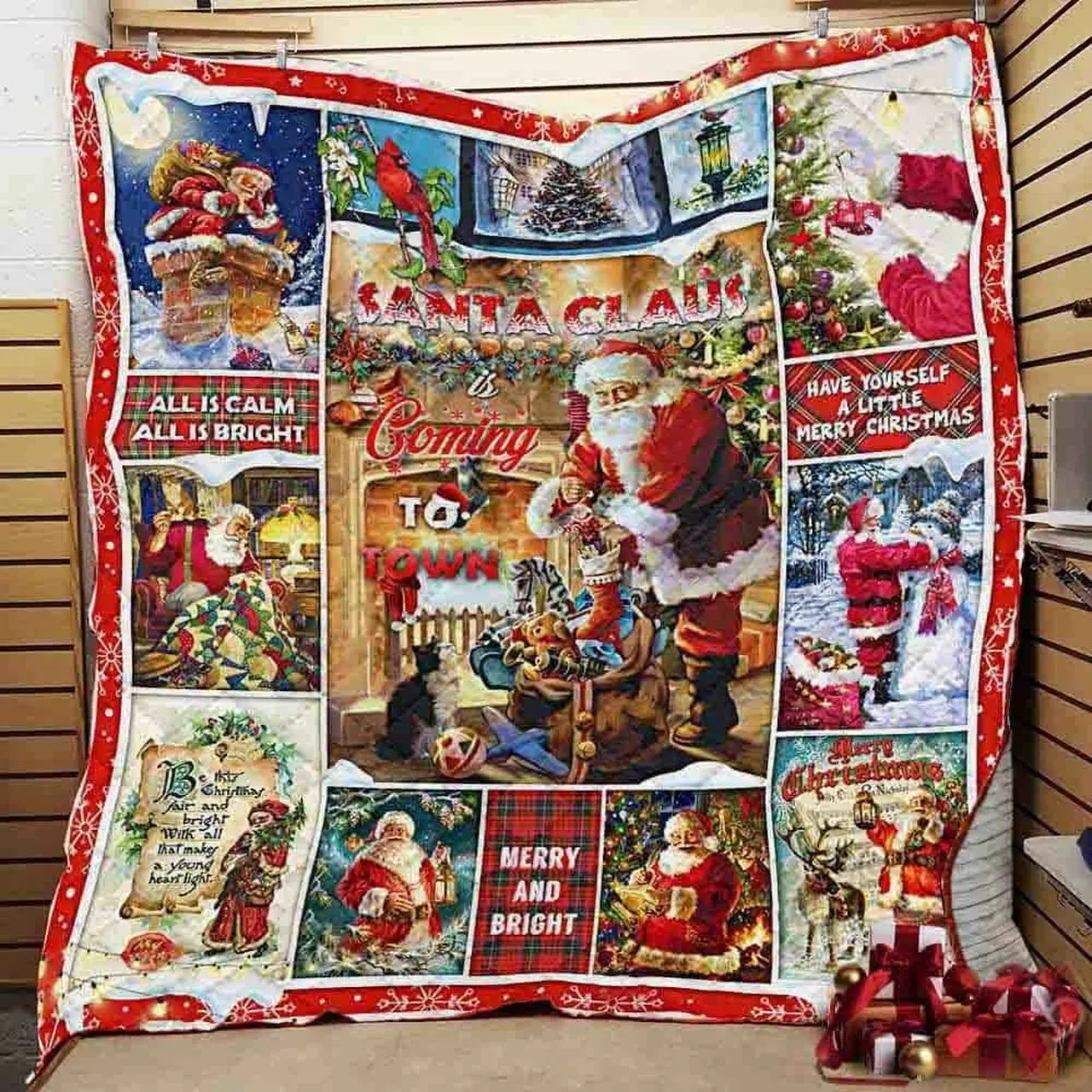 A Visit From Santa Claus Quilt Blanket ABC07111889 and Home Decor