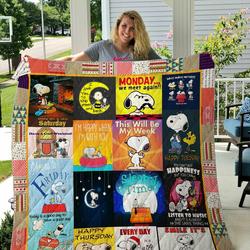 A Week Of Snoopy Quilt Blanket and Home Decor