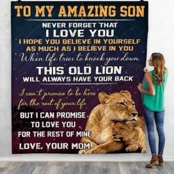 Aa Lion To My Amazing Son Never Forget That I Love You Love Your Mom Quilt Ligob Fuct2409 and Home Decor
