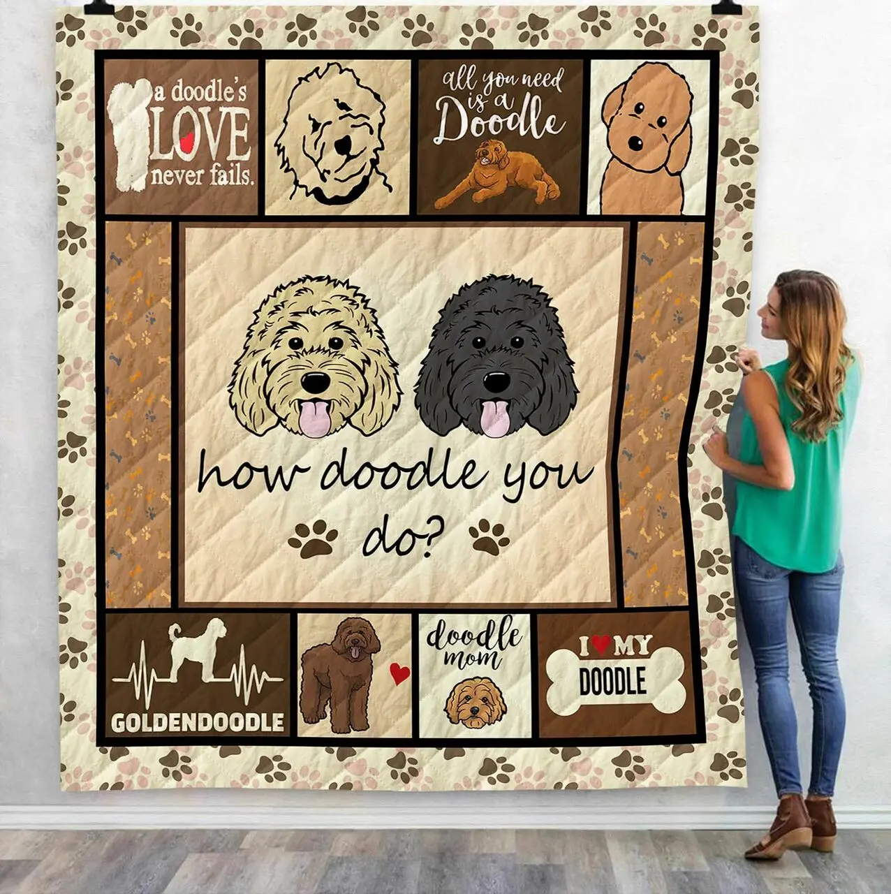 Ad Goldendoodle Dog Personalized Name Quilt Liflf Fuct2409 and Home Decor
