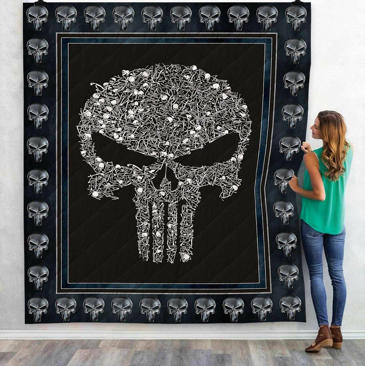 Ad Punisher Skull Quilt Lifzz Fuct2409 and Home Decor