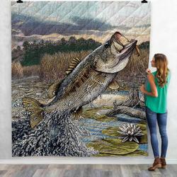 Ad Strike Bass Fish Fishing Quilt Ligjk Fuct2409 and Home Decor