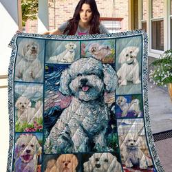 Adorable Bichon Frise Painting Quilt Blanket Great Customized Blanket Gifts For Birthday Christmas Thanksgiving and Home Decor