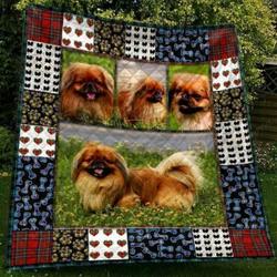 Adorable Pekingese Dog Quilt Blanket Great Customized Gifts For Birthday Christmas Thanksgiving Perfect Gifts For Dog Lover and Home Decor