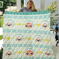 Adorable Sleepy Sloth Faces Ee11576 Quilt Inkp0108 and Home Decor