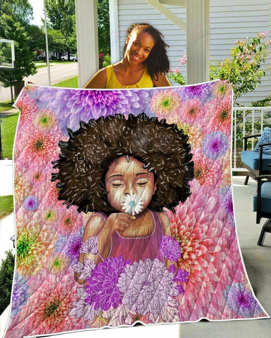 Afro Girl Daisy Cute Kid Flower Style TH2309047CL Quilt Blanket and Home Decor