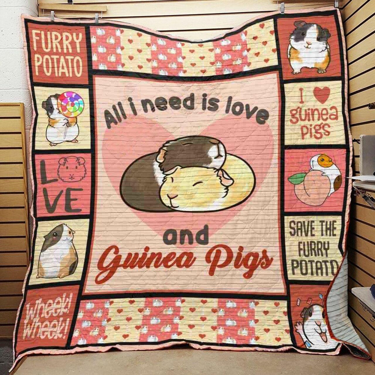 All I Need Is Love And Guinea Pigs Quilt Blanket Great Customized Blanket Gifts For Birthday Christmas Thanksgiving and Home Decor