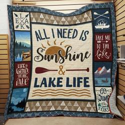 All I Need Is Sunshine And Lake Life Quilt Blanket Great Customized Blanket Gifts For Birthday Christmas Thanksgiving and Home Decor