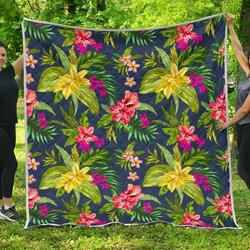 Aloha Hawaiian Flowers Cl17100022Mdq Quilt Blanket and Home Decor