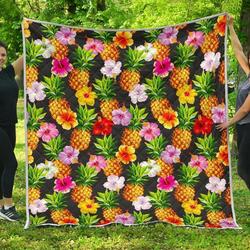 Aloha Hibiscus Pineapple Cl17100025Mdq Quilt Blanket and Home Decor