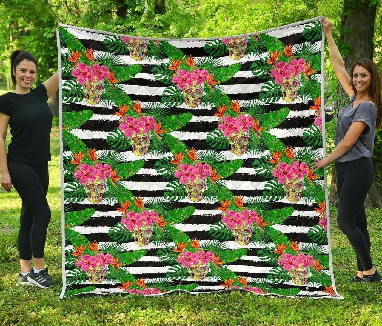 Aloha Skull Striped Hur Quilt Bevrvi and Home Decor