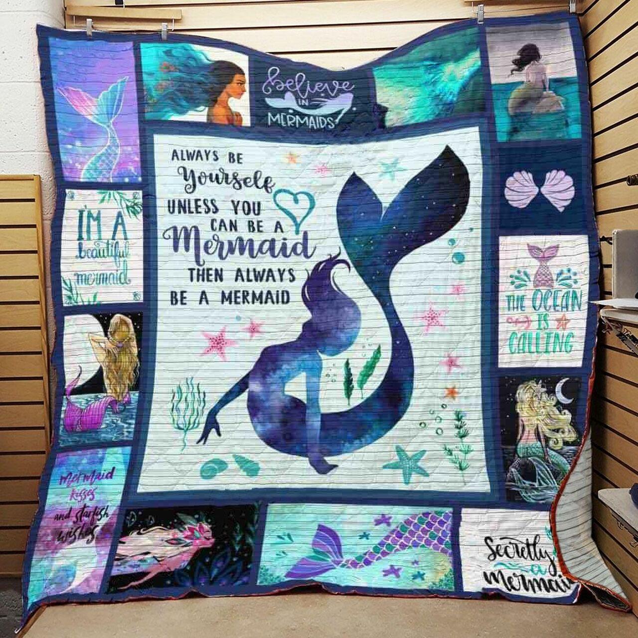 Always Be Yourself Unless You Can Be A Mermaid Then Always Be A Mermaid Quilt Blanket Great Customized Blanket Gifts For Birthday Christmas Thanksgiving and Home Decor