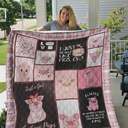 Always Be Yourself Unless You Can Be A Pig Then Always Be A Pig Quilt Blanket Great Customized Blanket Gifts For Birthday Christmas Thanksgiving and Home Decor