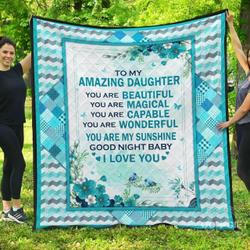 Amazing Daughter I Love You So Much Cla0211100Q Quilt Blanket and Home Decor