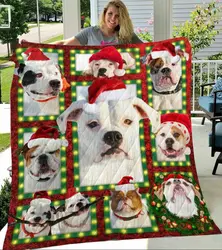 American Bulldogs Christmas Quilt Blanket A121 and Home Decor