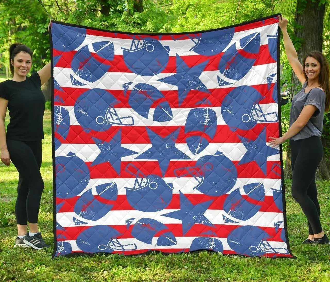 American Football Ball Star Stripes Pattern DHCDHC DT1910 Quilt Blanket and Home Decor