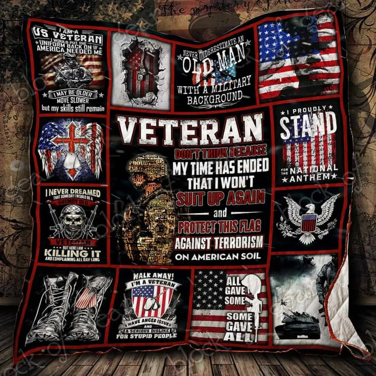 American Proud Veteran Cl2100029Mdq Quilt Blanket and Home Decor