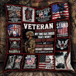 American Proud Veteran Cl2100029Mdq Quilt Blanket and Home Decor