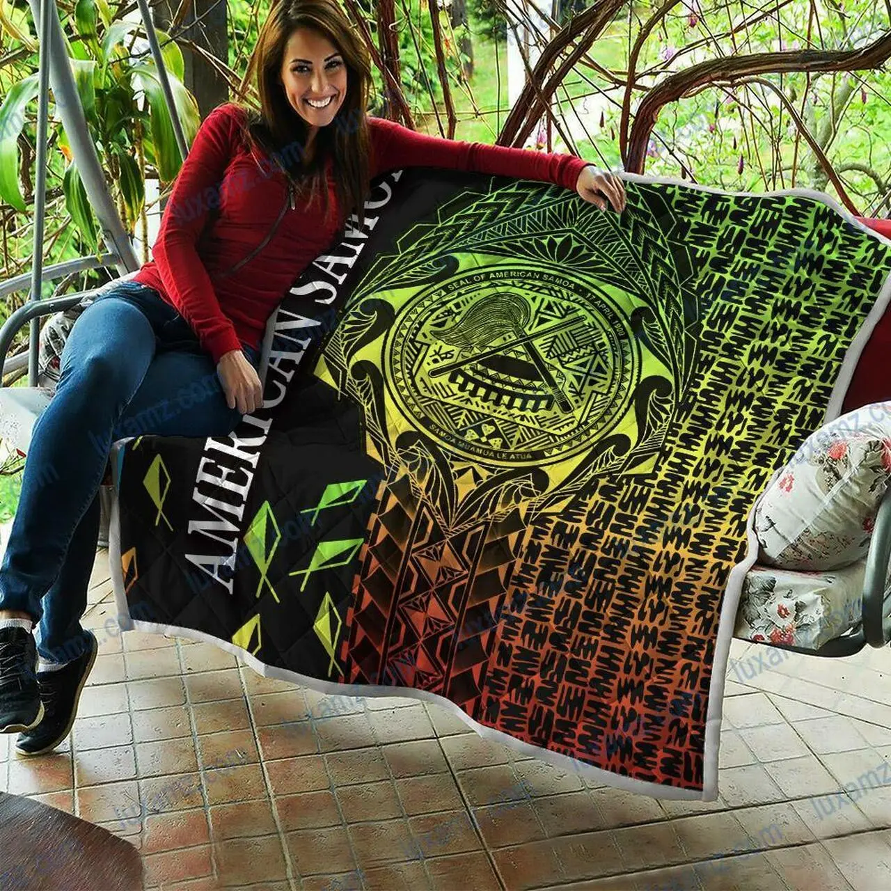 American Samoa Polynesian As Seal Rocket Style Quilt and Home Decor